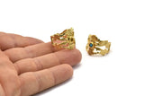 Brass Royal Ring, 2 Raw Brass Royal Rings With 1 Stone Settings - Pad Size 3mm N1844
