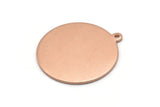 Copper Round Charm, 4 Raw Copper Round Tags, Round Charms With 1 Loop (24x22x0.80mm) M02944