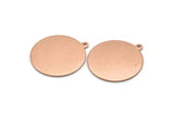 Copper Round Charm, 4 Raw Copper Round Tags, Round Charms With 1 Loop (24x22x0.80mm) M02944