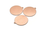 Copper Round Charm, 4 Raw Copper Round Tags, Round Charms With 1 Loop (24x22x0.80mm) M02944