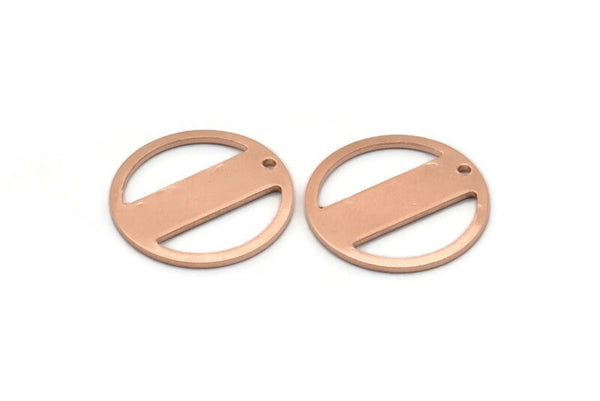 Copper Round Charm, 6 Raw Copper Round Tags, Round Charms With 1 Hole (18x0.80mm) M03021