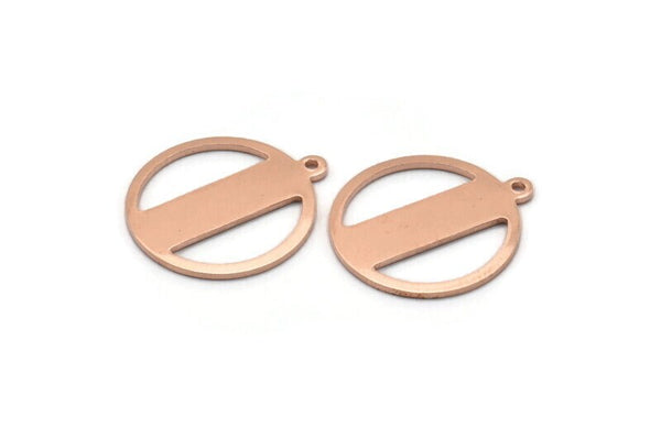 Copper Round Charm, 6 Raw Copper Round Tags, Round Charms With 1 Loop (20x18x0.80mm) M03024