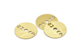 Brass Moon Charm, 6 Textured Raw Brass Moon Phases Charms With 2 Holes (22x0.80mm) M02916