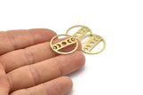 Brass Moon Charm, 6 Textured Raw Brass Moon Phases Charms With 2 Holes (22x0.80mm) M02920