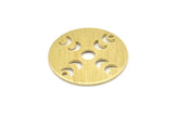 Brass Moon Charm, 6 Textured Raw Brass Moon Phases Charms With 2 Holes (22x0.80mm) M02930