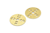 Brass Moon Charm, 6 Textured Raw Brass Moon Phases Charms With 2 Holes (22x0.80mm) M02930