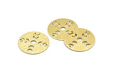 Brass Moon Charm, 6 Textured Raw Brass Moon Phases Charms With 2 Holes (22x0.80mm) M02930