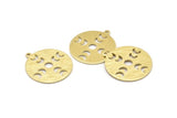 Brass Moon Charm, 6 Textured Raw Brass Moon Phases Charms With 1 Loop (24x22x0.80mm) M02928