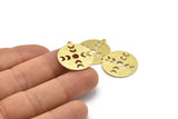 Brass Moon Charm, 6 Textured Raw Brass Moon Phases Charms With 1 Loop (24x22x0.80mm) M02928