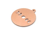 Copper Moon Charm, 8 Raw Copper Moon Phases Stamping Charm With 1 Loop (20x18x0.80mm) M02968