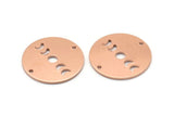 Copper Moon Charm, 8 Raw Copper Moon Phases Stamping Charm With 2 Holes (18x0.80mm) M02967