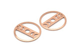 Copper Moon Charm, 4 Raw Copper Moon Phases Charms With 1 Hole (22x0.80mm) M02939