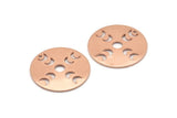 Copper Moon Charm, 4 Raw Copper Moon Phases Charms With 1 Hole (22x0.80mm) M02958