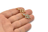 Gold Snake Charm, Gold Plated Snake, Cubic Zircon, CZ Pave Snake Charm, Zircon Charm Pendants (12x27mm) SY0100