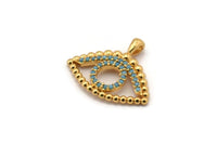Gold Eye Charm, Gold Plated Eye, Cubic Zircon, CZ Pave Eye Charm, Zircon Charm Pendants (17x21mm) SY0107