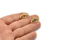 Gold Eye Charm, Gold Plated Eye, Cubic Zircon, CZ Pave Eye Charm, Zircon Charm Pendants (17x21mm) SY0107