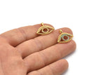 Gold Eye Charm, Gold Plated Eye, Cubic Zircon, CZ Pave Eye Charm, Zircon Charm Pendants (17x21mm) SY0107