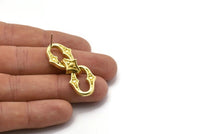 Brass Chain Earring, 2 Raw Brass Soldered Chain Stud Earrings N1822