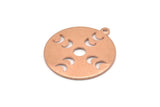 Copper Moon Charm, 4 Raw Copper Moon Phases Charms With 1 Loop (24x22x0.80mm) M02959