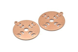 Copper Moon Charm, 4 Raw Copper Moon Phases Charms With 1 Loop (24x22x0.80mm) M02959