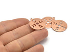 Copper Moon Charm, 4 Raw Copper Moon Phases Charms With 1 Loop (24x22x0.80mm) M02959