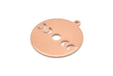 Copper Moon Charm, 4 Raw Copper Moon Phases Charms With 1 Loop (24x22x0.80mm) M02935