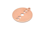 Copper Moon Charm, 4 Raw Copper Moon Phases Charms With 1 Loop (24x22x0.80mm) M02936