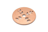 Copper Moon Charm, 8 Raw Copper Moon Phases Stamping Charm With 1 Hole (18x0.80mm) M03013