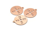 Copper Moon Charm, 8 Raw Copper Moon Phases Stamping Charm With 1 Loop (18x0.80mm) M03008