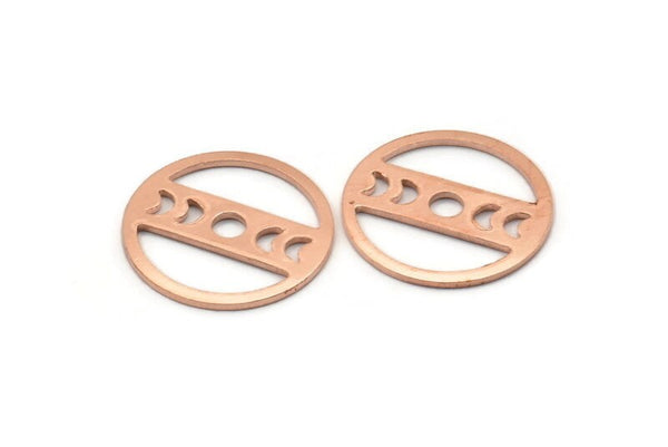 Copper Moon Blank, 8 Raw Copper Moon Phases Stamping Blanks (18x0.80mm) M03011