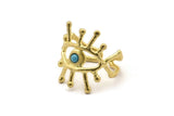 Brass Eye Ring, Raw Brass Eye Ring With 1 Stone Settings - Pad Size 3mm N1892