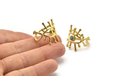 Brass Eye Ring, Raw Brass Eye Ring With 1 Stone Settings - Pad Size 3mm N1892