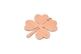 Copper Leaf Charm, 10 Raw Copper Four Leaf Clover Charms With 1 Hole (21x19x0.70mm) M02867