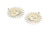 Silver Sun Charm, 4 Antique Silver Plated Brass Sun And Crescent Charms With 1 Loop, Findings (29x28x0.80mm) M02012
