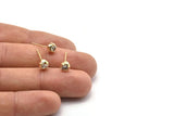 Gold Round Earring, 4 Gold Plated Brass Heart Shaped Round Stud Earrings (6mm) SY0210