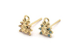 Gold Ladybug Earring, 4 Gold Plated Brass Ladybug Stud Earrings, CZ Pave Luck Earrings, Zircon Ladybug Stud Earrings (10x8mm) SY0199