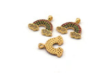 Gold Cloudy Rainbow Charm, Gold Plated Rainbow, Cubic Zircon, CZ Pave Rainbow Charm, Zircon Charm Pendants With 1 Loop (15x17x1.8mm) SY0084