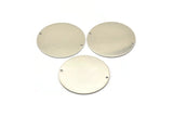 Steel Round Charm, 6 Stainless Steel Round Charms With 2 Holes (40x0.70mm) M02897