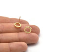 Gold Circle Earring, 4 Gold Plated Brass Circle Stud Earrings (10mm) N0438 A1138
