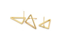 Gold Triangle Earring, 8 Gold Plated Brass Triangle Stud Earrings (16x12x1.2x1mm) BS 1856 A1767