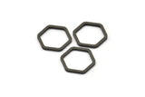 Black Hexagon Charm, 25 Black Oxidized  Brass Hexagon Shaped Ring Charms ( (12x1mm) Bs 1221 S118
