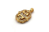 Gold Rectangle Charm, Gold Plated Brass Rectangle Charm With Cubic Zircon, CZ Pave Charm, Pendants, Zircon Beads (16x10mm) SY0117