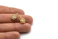 Gold Rectangle Charm, Gold Plated Brass Rectangle Charm With Cubic Zircon, CZ Pave Charm, Pendants, Zircon Beads (16x10mm) SY0117