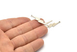 Silver Lightning Charm, 10 Antique Silver Plated Brass, Silver Lightning Charms With 1 Loop (35x8x0.80mm) M02472