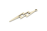 Silver Lightning Charm, 10 Antique Silver Plated Brass, Silver Lightning Charms With 1 Loop (35x8x0.80mm) M02474