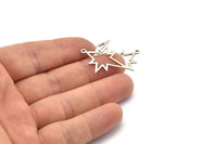 Silver Pole Star Charm, 6 Antique Silver Plated Brass, Silver Charms, Silver Pole Star Charms With 1 Loop (30x22x0.80mm) M02485 H1016