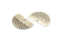 Semi Circle Charm, 6 Antique Silver Plated Brass Half Moon Charms With 1 Hole, Earrings, Pendants (26x18x0.60mm) D1185 H1165