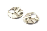 Silver Round Charm, 8 Antique Silver Plated  Brass Wavy Round Charms, Earrings, Findings (25x0.60mm) D1187 H1103