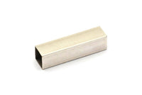 Silver Square Tubes, 6 Antique Silver Plated Brass Huge Square Tubes  (10x40mm) Bs 1510