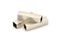 Silver Square Tubes, 6 Antique Silver Plated Brass Huge Square Tubes  (10x40mm) Bs 1510